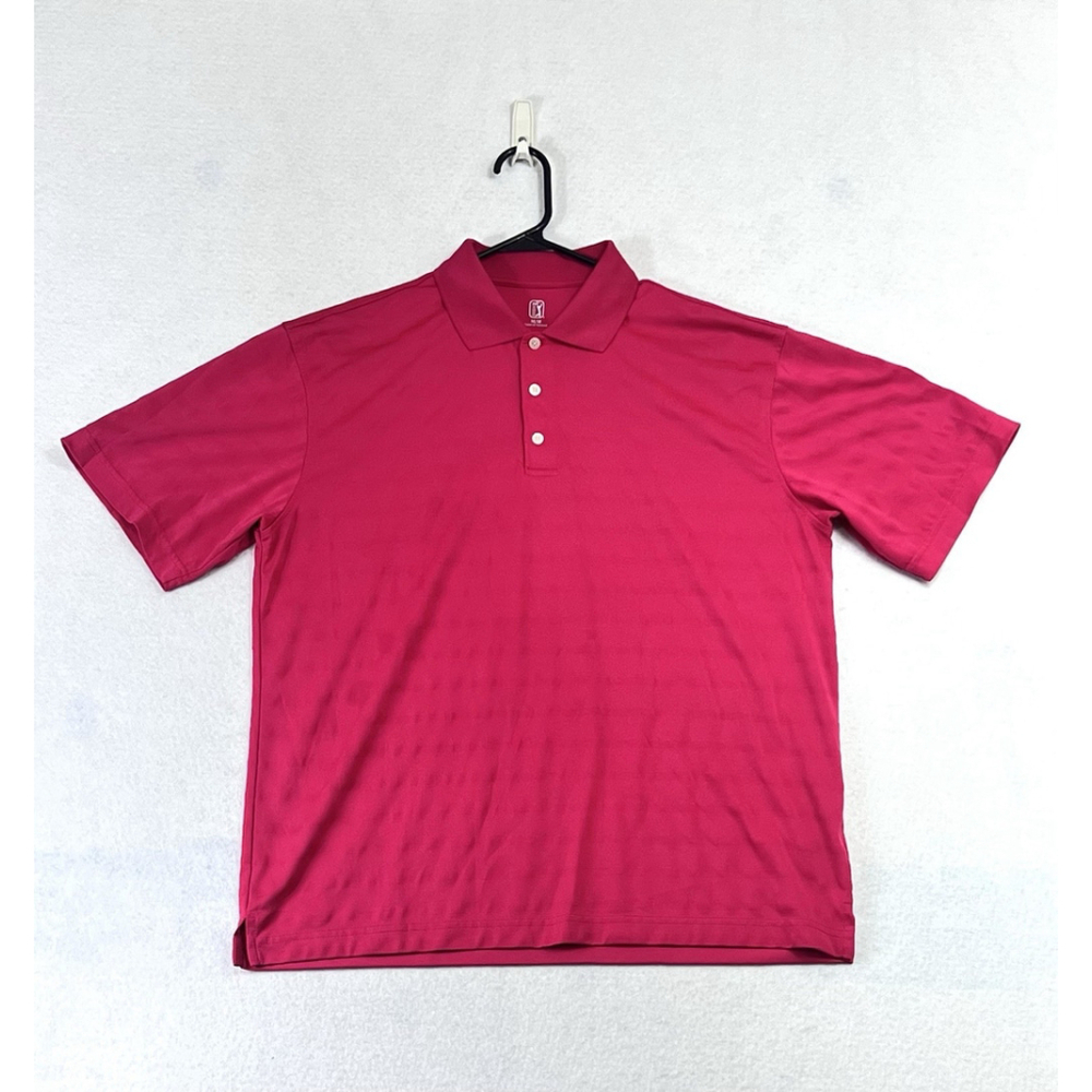 PGA TOUR Men Golf Shirts Size Medium Hot Pink Polo Shirt Soft Athletic